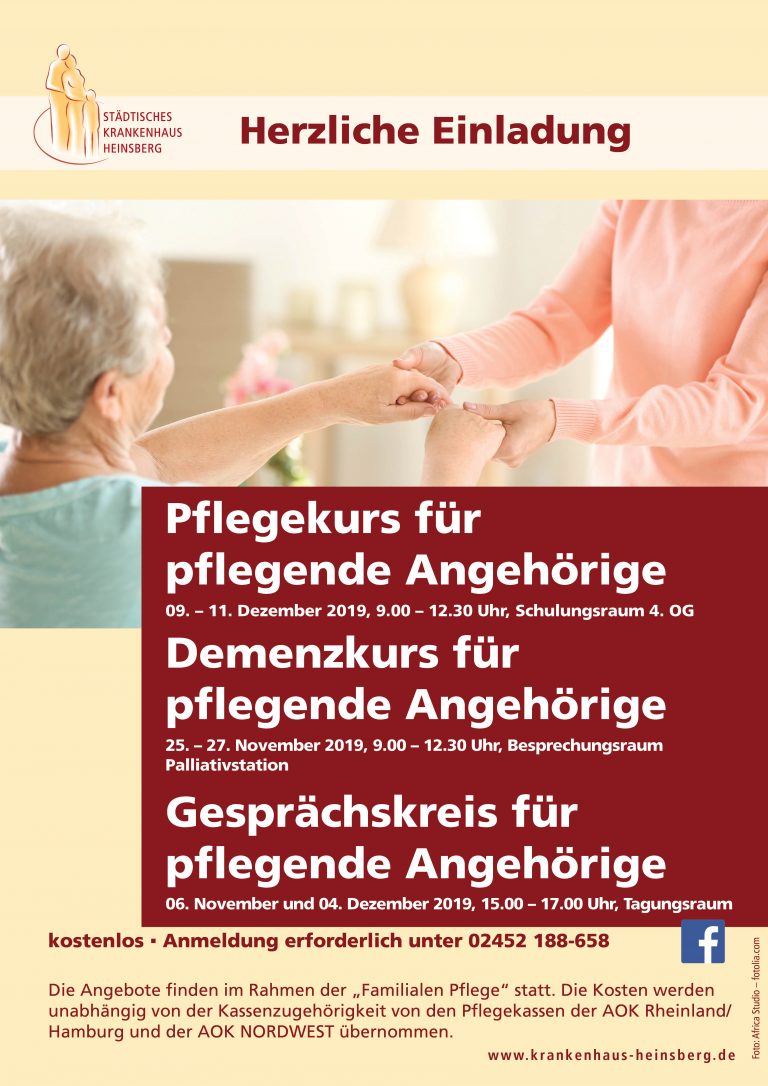 Pflegekurs für pflegende Angehörige Krankenhaus Heinsberg